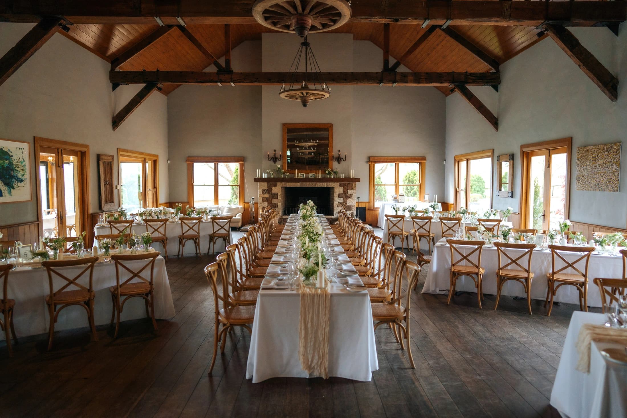 Long table set in an estate hall