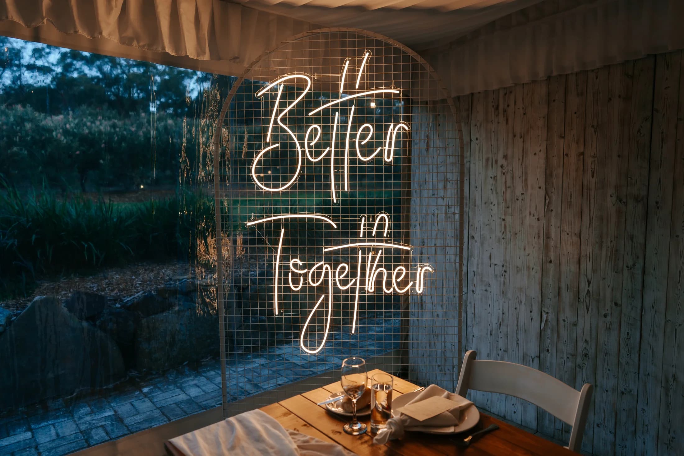 Neon Better Together sign